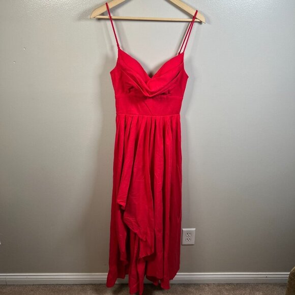 Hello Molly My Standards Maxi Dress Size 4 Red Assymetrical Event Party Wedding - Picture 2 of 12